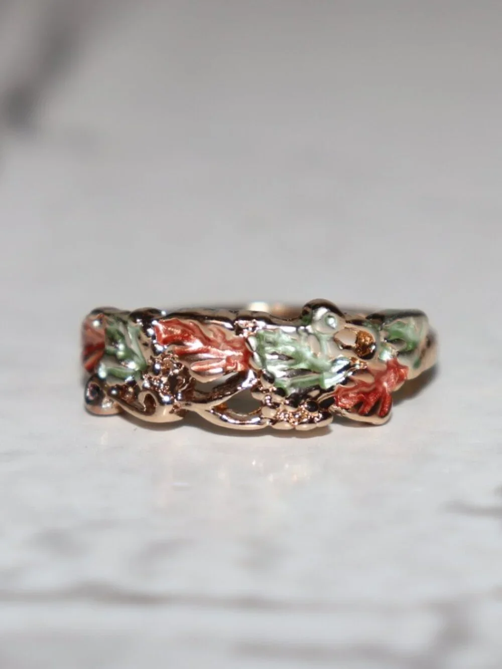 ✨ NWOT Vintage Leaf & Floral Statement Ring • Size 9.5 ✨